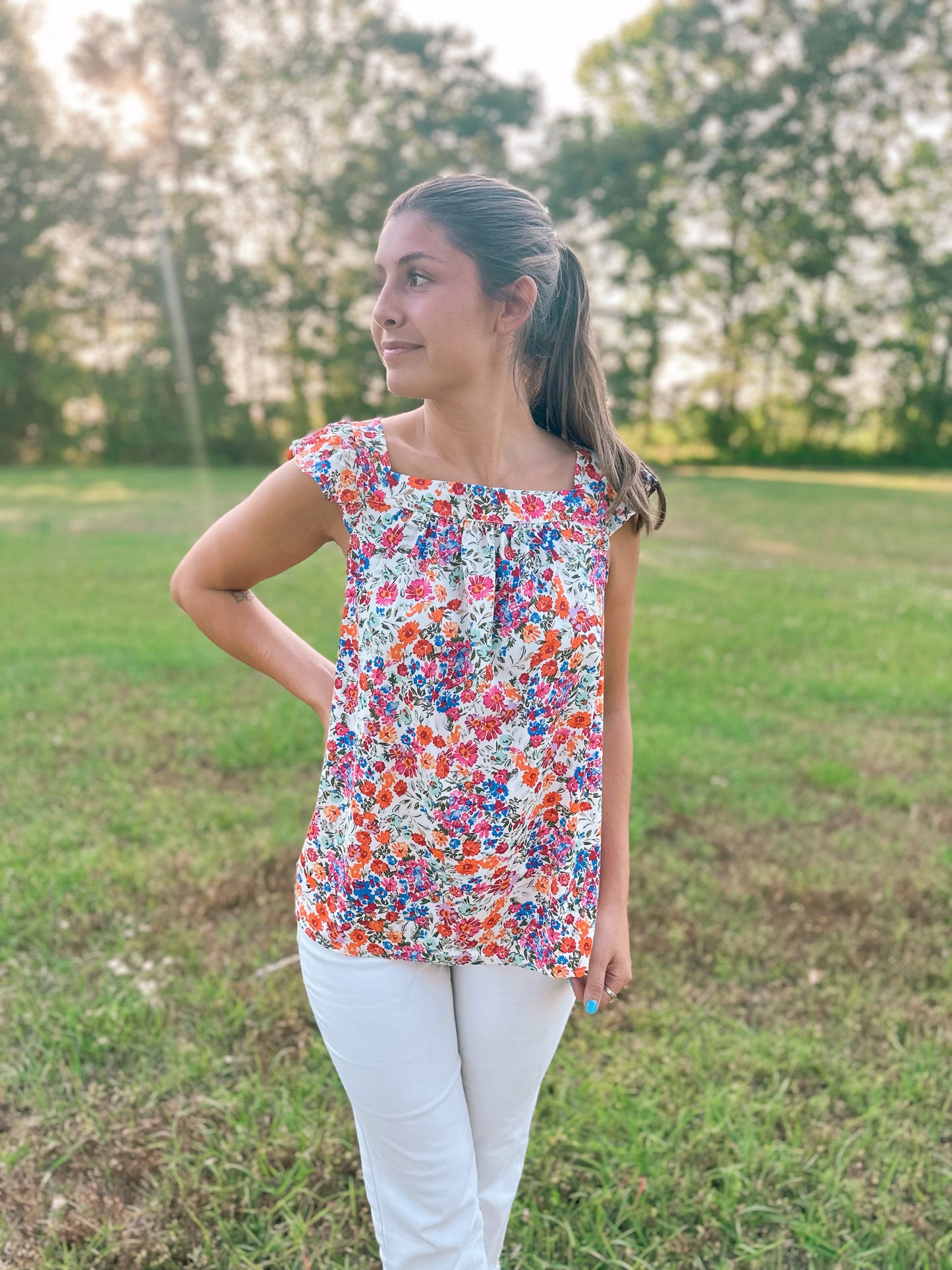 Rosey Floral Square Neck
