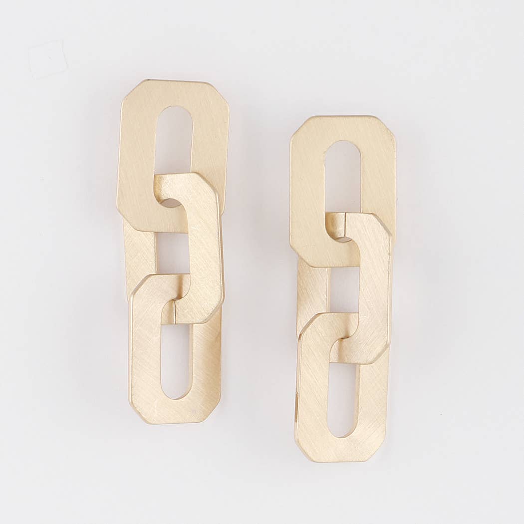 Gold Bulky Link Chain Drop Earrings