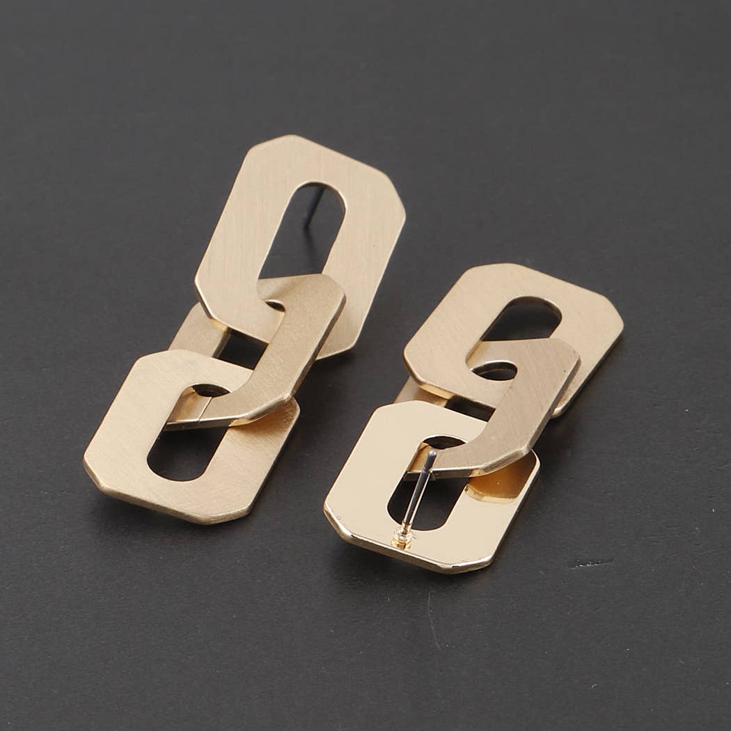 Gold Bulky Link Chain Drop Earrings